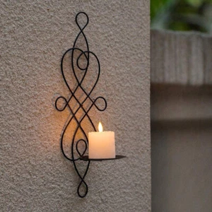2 Pcs Wall Mounted Rack Shelf Modern Candle Holder Iron Candle Stand - Picture 1 of 8