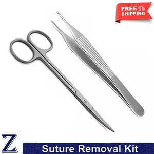 Surgical Iris Gum Scissors Suture Removal Adson Tissue Forceps Student Basic Kit - Picture 1 of 7