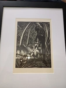 SEXY ๐ 1930 Lynd Ward Original Art Deco Woodblock Print - "Tropical Serenity" - Picture 1 of 14