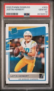 Justin Herbert 2020 Donruss Rated Rookie #303 RC PSA 10 - Picture 1 of 2
