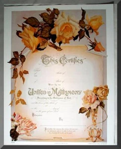 EHEURKUNDE GOTTESVERORDNUNG VIKTORIANISCHE GALERIE (VINTAGE) DRUCK - Bild 1 von 2