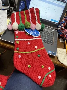 WILLOW HILL EXCLUSIVE KNIT DESIGN CHRISTMAS STOCKING 10x21” - NEW WITH TAGS - Picture 1 of 4