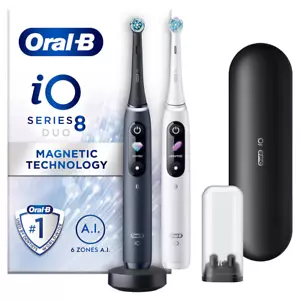 Oral-B Io Series 8 White & Black Toothbrush, Duo Pack - Picture 1 of 12