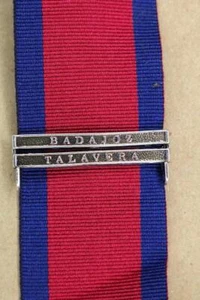BRITISH ARMY MGSM MILITARY GENERAL SERVICE MEDAL BAR BADAJOZ TALAVERA - Picture 1 of 3