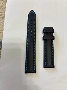 Dunkelblau mit hellblauer Naht Uhrenarmband; für Faltschließe nicht enthalten - Bild 1 von 5