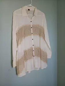 Top para mujer We The Free People talla L beige algodón botón hippie - Imagen 1 de 8