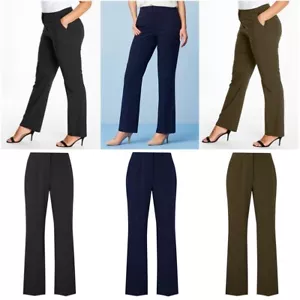 Magisculpt Ladies Formal Stretch Straight Leg Tailored Control Zip Trousers Size - Picture 1 of 14