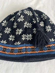 L.L Bean Snowflake Pom Large Kids Beanie Hat Cap Knit - Picture 1 of 5