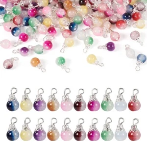 100x Glass Pendants Teardrop Charms with Silver Tone Loops Jewelry Making 16x8mm - Picture 1 of 7