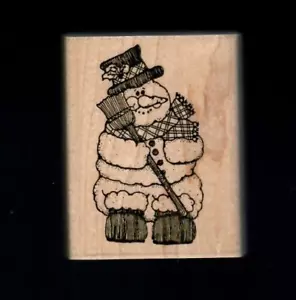 Sam The Snowman mounted stamp 2.5"x1.5" by D.O.T.S. (M109, 1989) top hat w/ivy - Picture 1 of 4