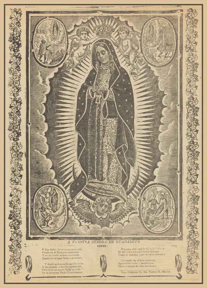 Cartel decorativo.Diseño vintage de pared.Virgen de Guadalupe.Arte religioso de México.12679 Foto 1 de 1