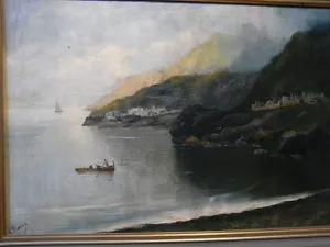 ÖLGEMÄLDE S.MARESCA 1880 ITALIENISCHE KÜSTE VOR NEAPEL - Bild 1 von 3