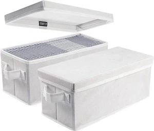 DVD CD Storage Boxes With Lids- Pack of 2 CD Case Storage- 13.2" x 5.9" x 5.3... - Picture 1 of 6