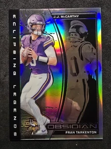 2024 Obsidian Eclipsing Legends J.J. McCarthy, Fran Tarkenton #5 Silver /99 - Picture 1 of 2