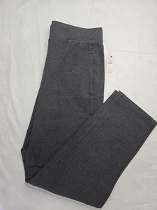NWT T by Talbots Straight Leggings Pull On Gray Zipper Pockets Activewear M - Picture 1 of 17