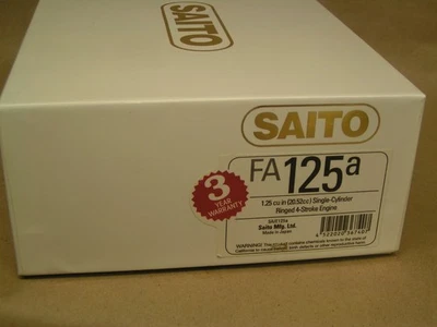 NEW SAITO FA-125 4-stroke engine, muffler, orig. box, papers, tools etc; - Image 1 of 3