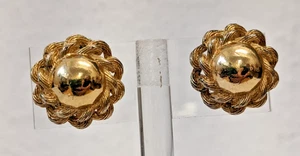 Vintage Grosse Gold Tone Clip-On Earrings Twisted Rope Knot Design Signed - Picture 1 of 6