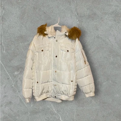 Abrigo de invierno Bebe blanco con capucha peluda talla XL Foto 1 de 4