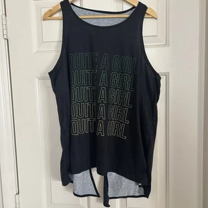Women’s Workout Gray Open Back “Quite A Girl” Tank Top Size 2XL - Picture 1 of 4