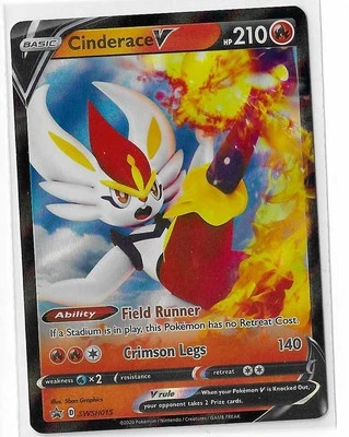 Cinderace V - SWSH015 - Pokemon Sword & Shield Promo Ultra Rare Holo Card NM - Image 1 of 2