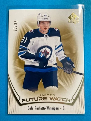 2021-22 SP Authentic Limited Gold #155 Cole Perfetti FW RC 92/99 - Image 1 of 2