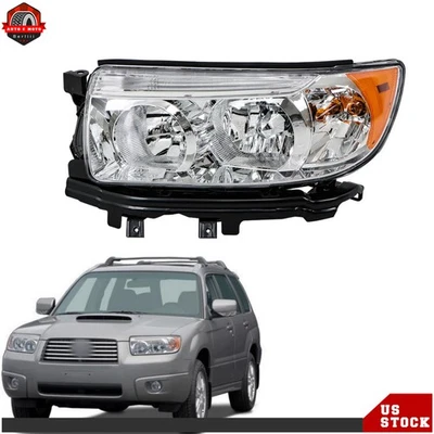 For Subaru Forester 2006 2007 2008 Driver Side Headlight Halogen Chrome Clear - Image 1 of 4