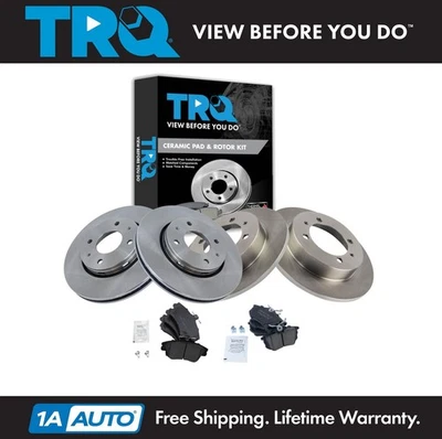 TRQ Front & Rear Ceramic Disc Brake Pad & Rotor Set Kit for Volvo S40 V40 New - Image 1 of 4