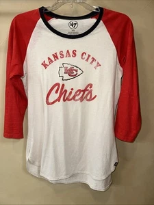 Kansas City Chiefs Women's Off White Long Sleeve Scoop Neck Shirt Medium - Picture 1 of 4