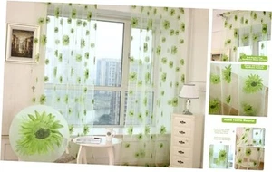 Sunflower Window Curtain, 2PCS Sun Flower Floral Voile Sheer Curtain Panels - Picture 1 of 7