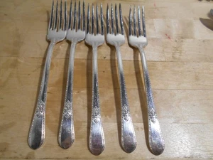 6 Tafelgabeln Rogers 1930 ADORATION Muster IS versilbert 8219 - Bild 1 von 3