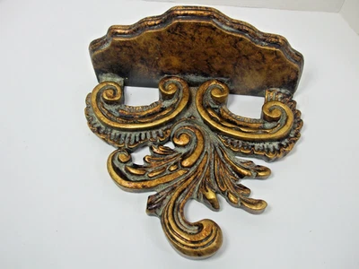 Aplique de Estante de Pared Dorado Tono Marrón Resina Ornado Envejecido Aspecto Demilune Ménsula 10" Foto 1 de 4