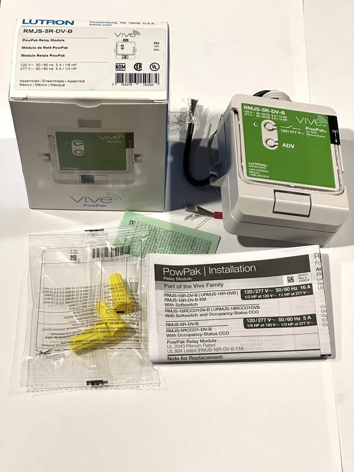 Lutron RMJS-5R-DV-B Vive PowPak 5A Relay Module