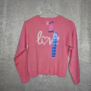 Zunie Girl Pullover Long Sleeve Graphic Sweater Love Girls Size L 10/12 Pink - Picture 1 of 9