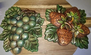 Vintage 1967 Miller Studio Inc Chalkware Fruit Grape and Strawberry - Picture 1 of 11