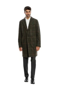 Abrigo De Cuadros Verde Oscuro Boglioli Milano De Lana De Franela 38 US / 48 EU - Imagen 1 de 7