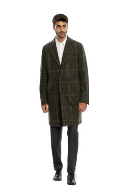 Abrigo De Cuadros Verde Oscuro Boglioli Milano De Lana De Franela 38 US / 48 EU - Imagen 1 de 4