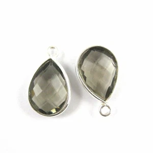 Einfassung Edelstein Anhänger Sterlingsilber Rauchquarz - kleine Träne - 10 x 14 mm (2 Stck.) - Bild 1 von 5