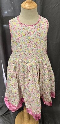 Maggie & Zoe Girls Sleeveless Pink Floral Gingham Summer Dress Party Sz 4 Cotton - Image 1 of 4