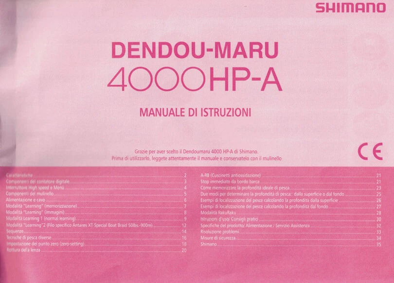 Manuale mulinello Shimano 4000HP 4000 HP blu Italiano - libretto istruzioni - Immagine 1 di 1