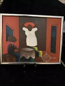 Beautiful Haitian painting Folk Art Signed Framed - Picture 1 of 6