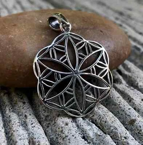Colgante Flor Celta Mandala Cabalá Mandala Plata de Ley 925 Hecho a Mano - Imagen 1 de 6