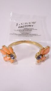 J.Crew Women's Gold Crystal Cabochon Cluster Open End Cuff Bracelet NIB 68