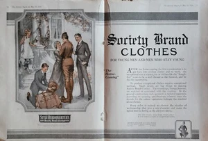 Ropa de la marca Society ""Homecoming"" de colección 1919 anuncio de moda de la Primera Guerra Mundial - Imagen 1 de 1