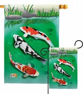 Koi Garten Flagge Meeresbewohner Küste Deko klein Geschenk Hof Haus Banner - Bild 1 von 17