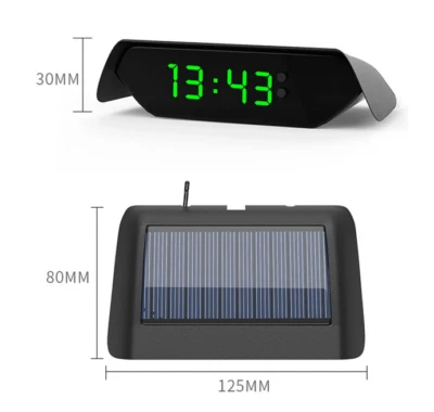 4in1 LCD Display Car Dashboard Digital Time Thermometer Clock Solar/USB Charging - Image 1 of 4