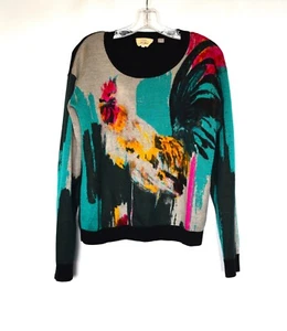 Anthropologie Featuring the Artwork of Lauren C Walcott Rooster Sweater Size M - Bild 1 von 5