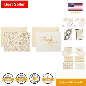 Wedding Thank You Cards - 50 Count with Gold Foil Accents and Cream Envelopes - Picture 1 of 9