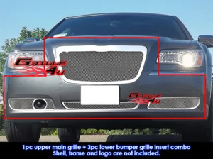 Fits 2011-2014 Chrysler 300/300C Stainless Steel Mesh Grille Grill Insert Combo - Picture 1 of 2