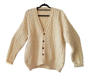 Highland Home Industries Cardigan Sweater Cable Knit Wool Scotland sz XL/XXL - Picture 1 of 4