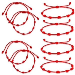 8 Stücke Rotes Armband Kabbala7 Knoten Rote ArmbänderRed String BraceletHand... - Bild 1 von 7